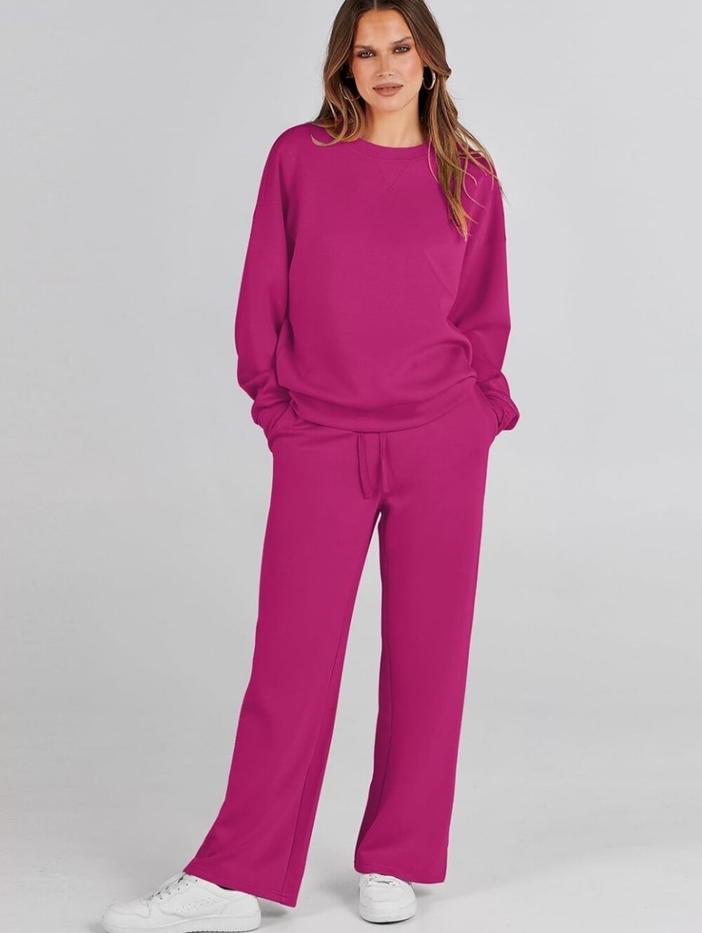 Caracilia 2 Piece Sweatsuit Lounge Set In Rose